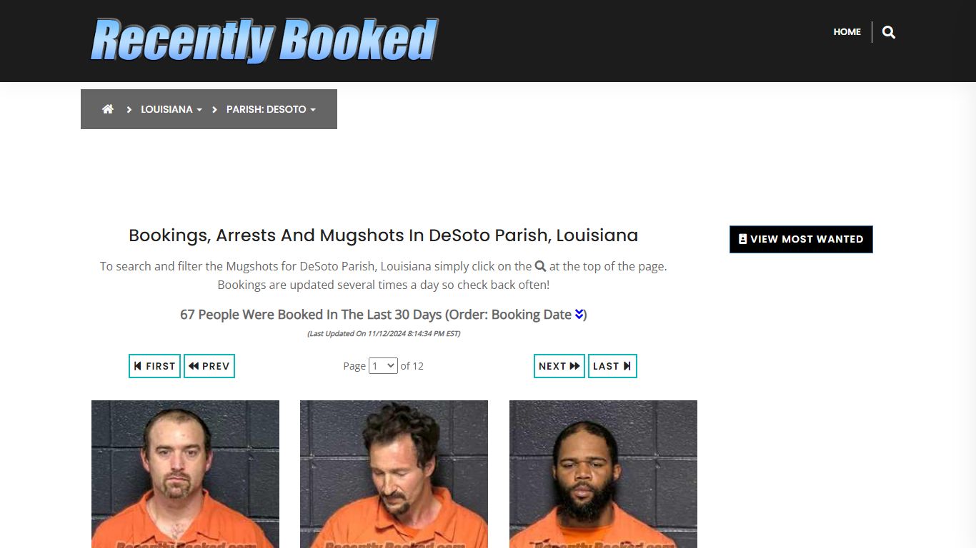 Bookings, Arrests and Mugshots in DeSoto Parish, Louisiana