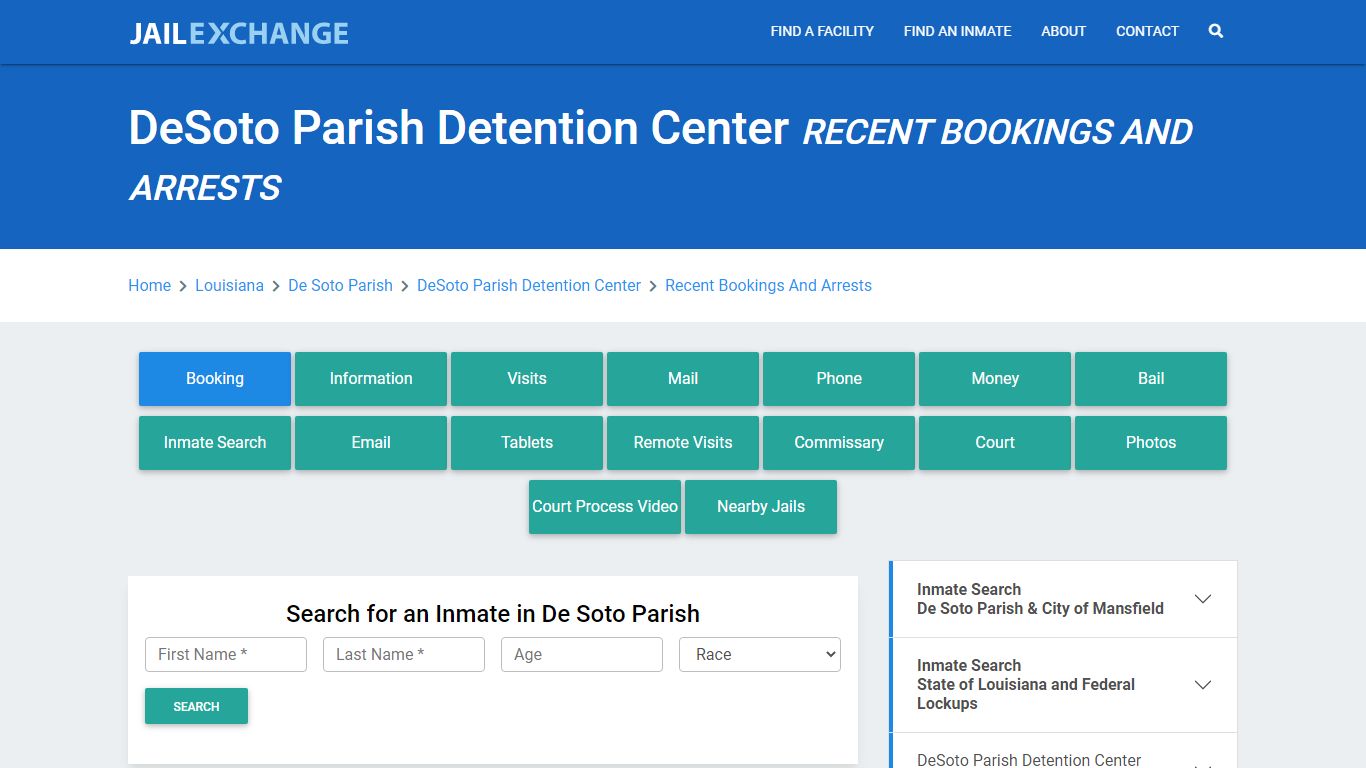 DeSoto Parish Detention Center Recent Bookings And Arrests - Jail Exchange