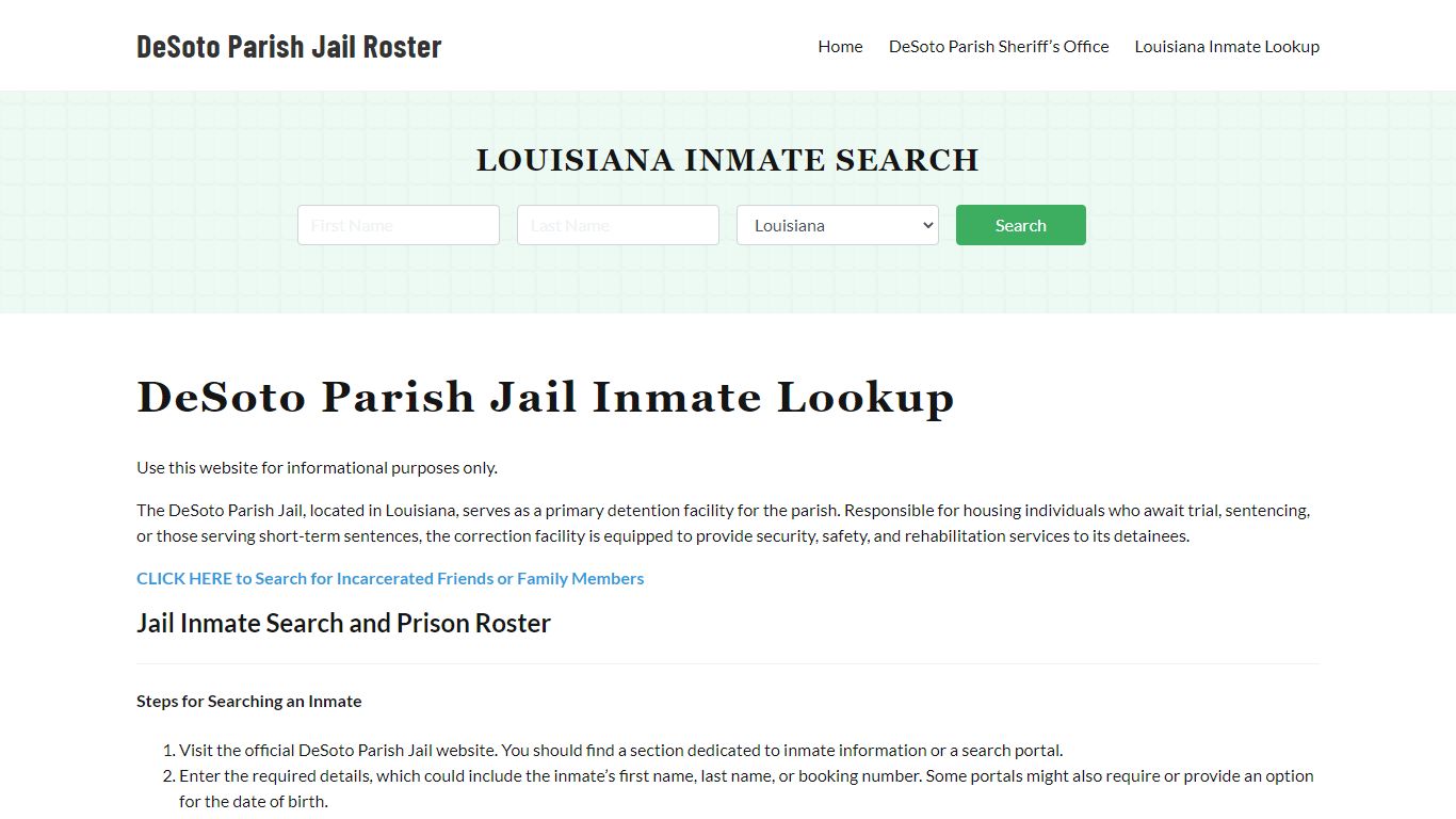 DeSoto Parish Jail Roster Lookup, LA, Inmate Search